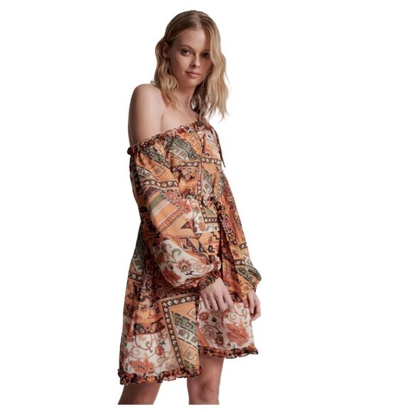 One Teaspoon Dress Orange Paisley One Shoulder Dress - Picture 3 of 15